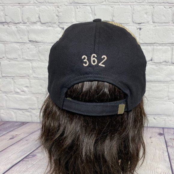 Vintage Hat Cap Strap Back Black Brown Mesh Teamsters 362 Embroidered Logo Union - Picture 3 of 9